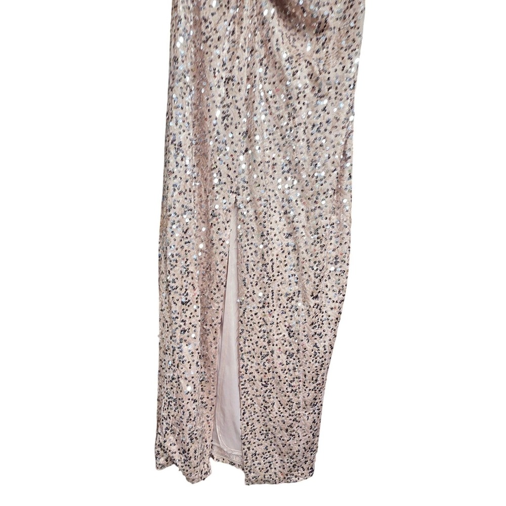As U Wish One Shoulder Sequin Maxi Gown Small Rose Gold Formal Prom Dress - Picture 4 of 9